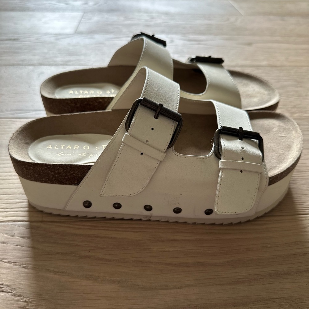 Altar'd State White Sandals with Adjustable Straps